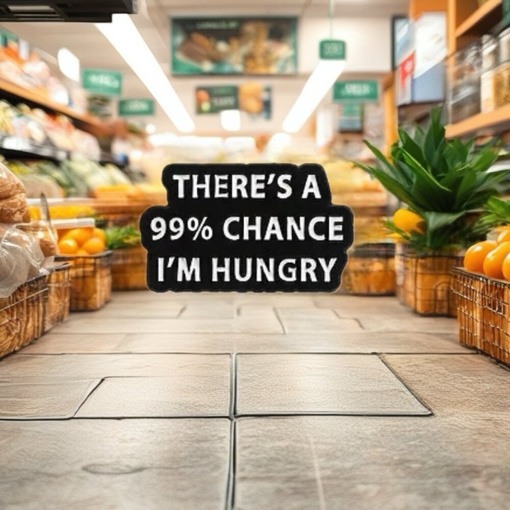 There's a 99% Chance I'm Hungry Black White Enamel Pin Hangry Funny Brooch